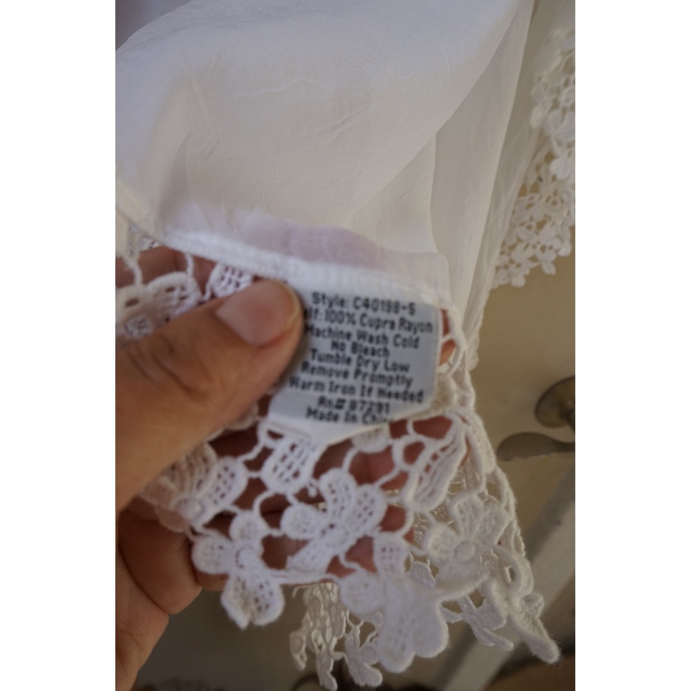 Johnny Was long duster crochet lace trim Pintuck Boho Festival Layering Vest L - Picture 6 of 12